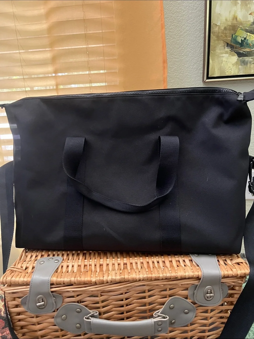 Coach Black Duffel Bag with Gold Logo